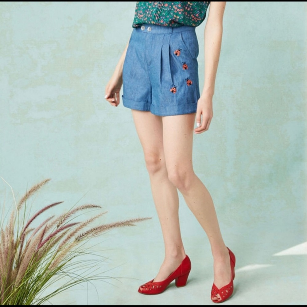 High waisted vintage style ladybug shorts - Picture 4 of 10